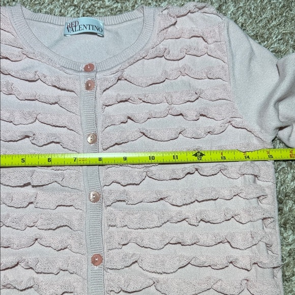 Red VALENTINO Ruffle front Sweater Cardigan - Picture 4 of 6
